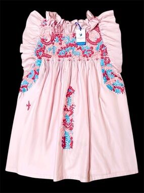 Mi Golondrina • NWT Light Pink Embroidered Ruffled Olivia Top || XL